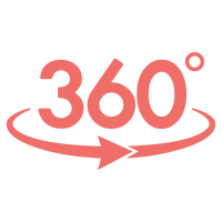 360 degree icon representing all-around tooth cleaning for cats with a 360 toothbrush