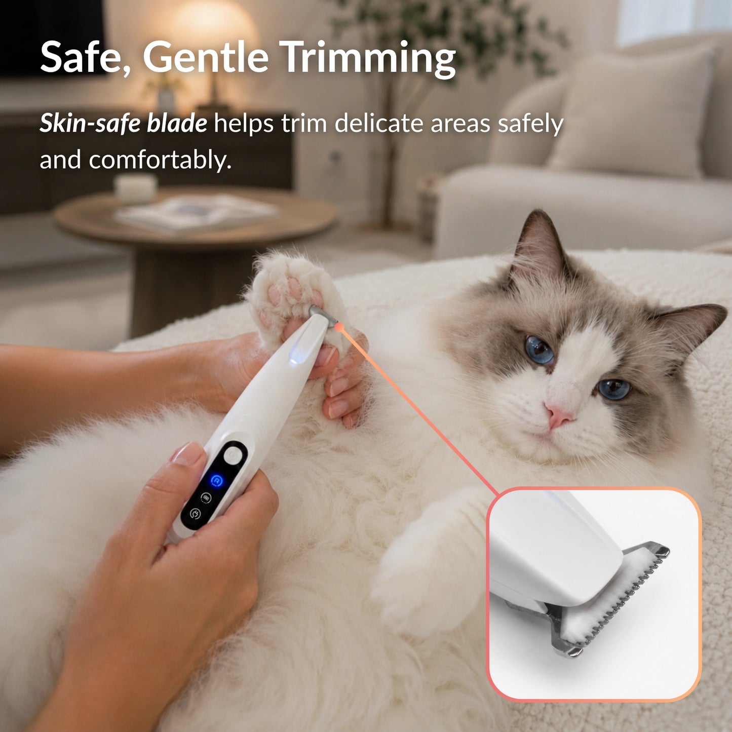 RagRoyale FurTrim cat trimmer with skin-safe blade for gentle and precise paw grooming