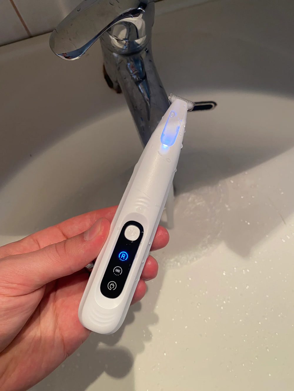 Customer washing the water resistant FurTrim under water