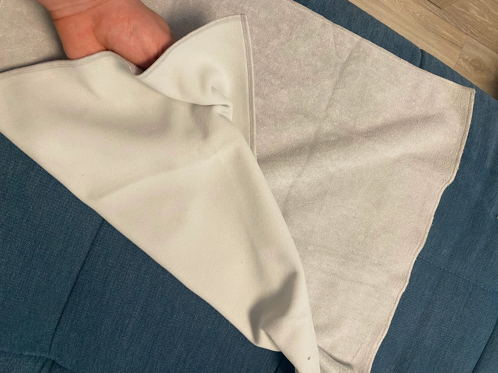 Customer showing the GroomWraps soft fabric 