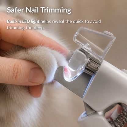LED cat nail clipper with built-in light helping identify the quick for safe and accurate nail trimming