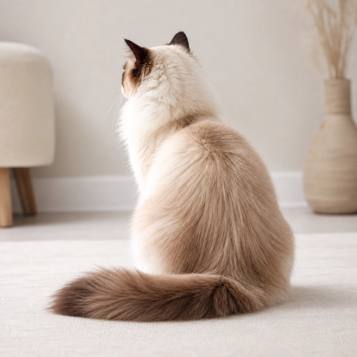 Ragdoll cat with a soft, smooth and well-groomed coat after using the RagRoyale Mist Brush
