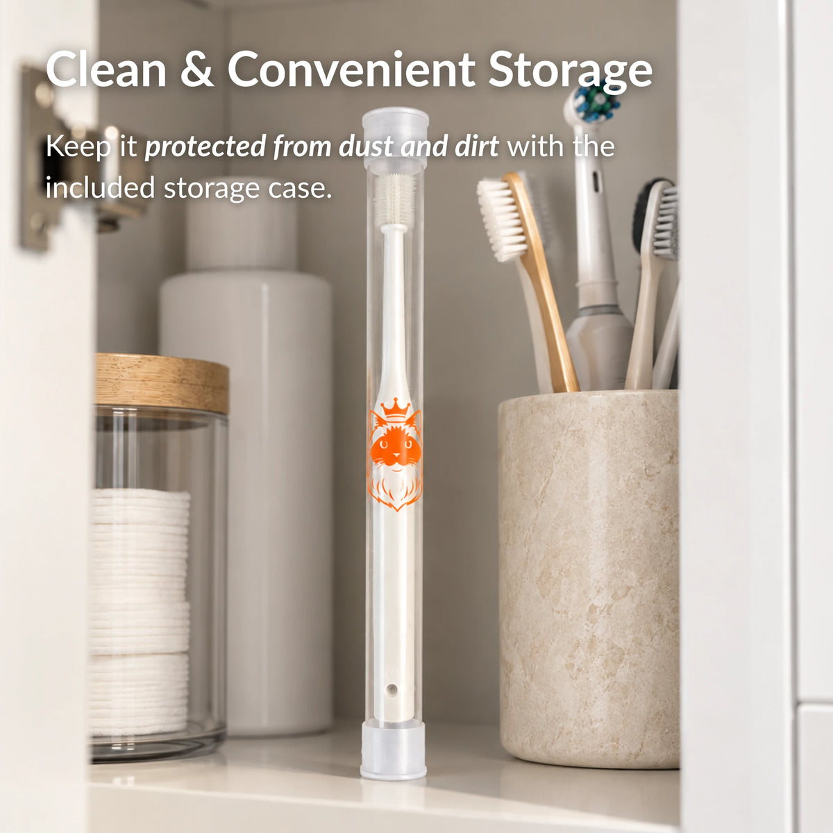 Keep your cats toothbrush protected from dirt and bacteria with the ragroyale 360 toothbrush storage case
