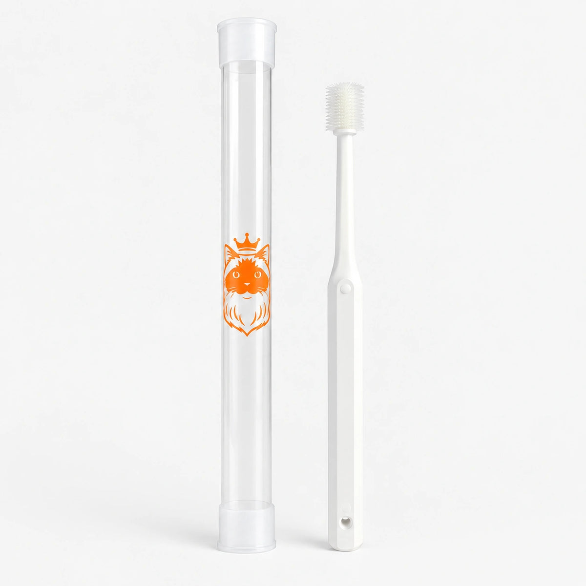 360 cat toothbrush with soft silicone bristles designed for gentle teeth cleaning, plaque removal and daily cat dental care
